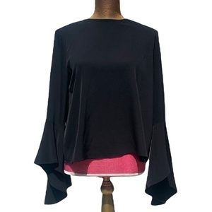 Catherine Malandrino Black Bell Sleeve Blouse Size 6